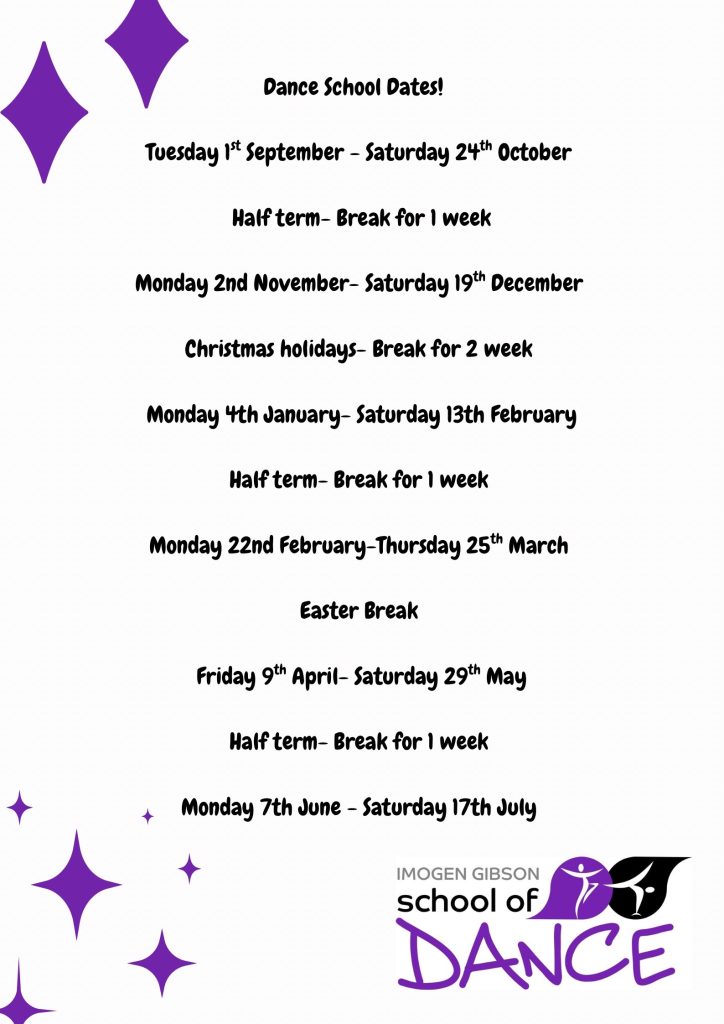 dance school term dates